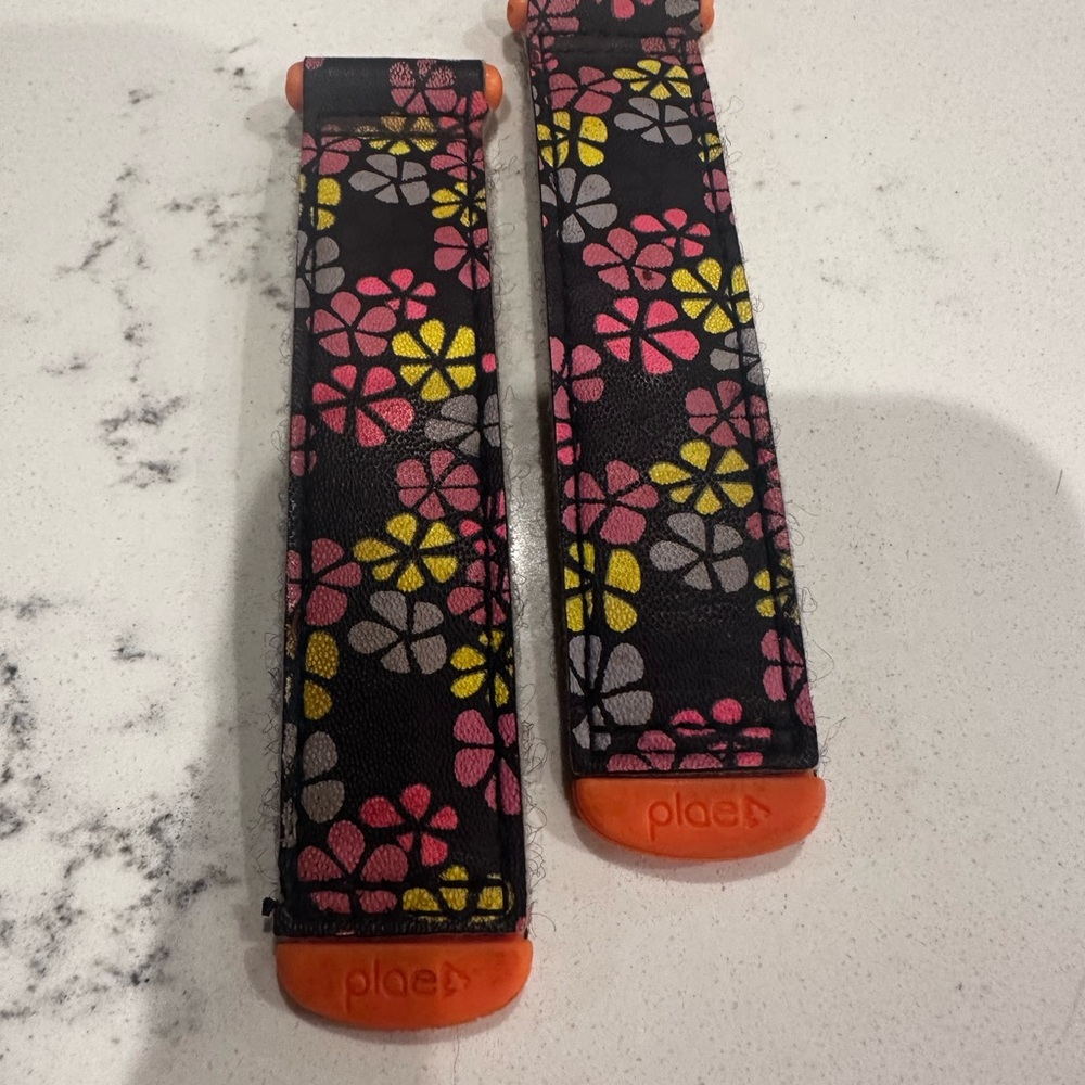 PLAE Black Floral Straps with Orange Tips